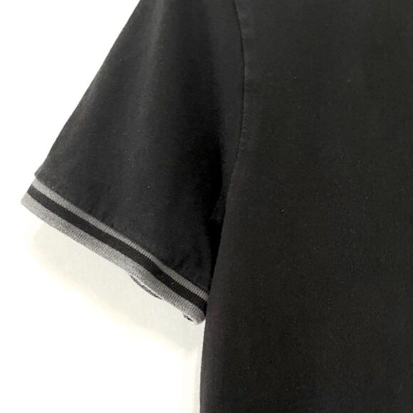 American Eagle Men’s S Standard Fit Solid Black Cotton Stripes On Cuffs Crewneck - Picture 5 of 7